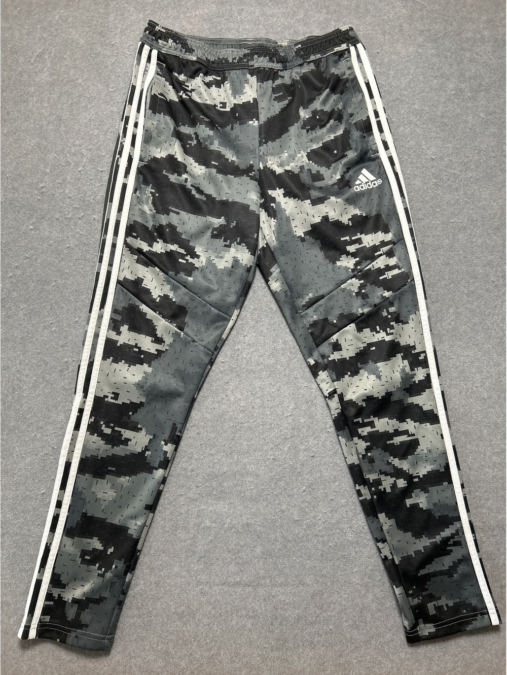 Adidas Men's Camouflage Track Pants with White Stripes, Size M
